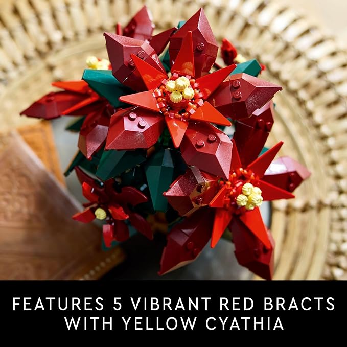 LEGO Icons Poinsettia Building Set - Artificial Flower Decorations & Centerpieces for Table, Adults Ages 18+ - 10370
