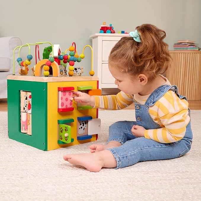 Battat - Activity Cube With Farm Theme - Educational Wooden Toys For Toddlers And Kids - 1 Year +