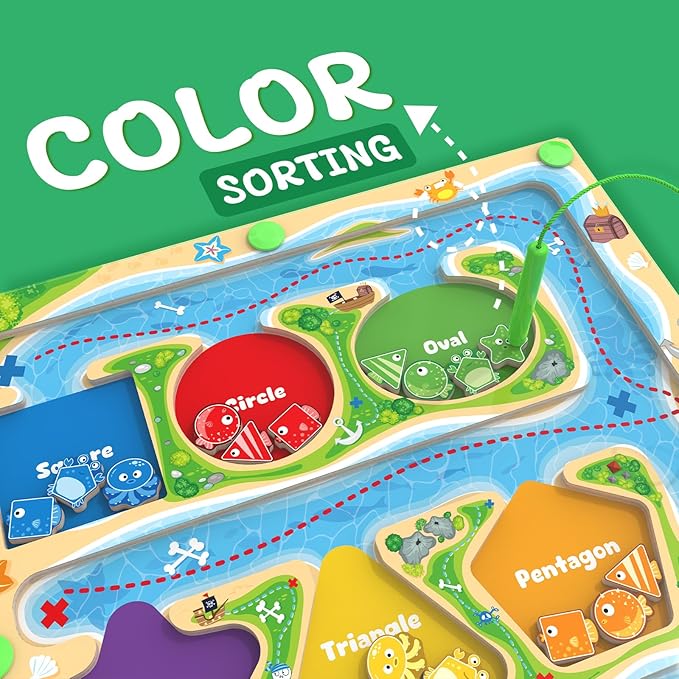 Magnetic Color & Shape Maze - Montessori Toys for 3 4 5 Year Old, Color and Shape Sorting Toys, Montessori Toys for Kids Boys Girls Gifts Ages 3+,Preschool Learning Activities