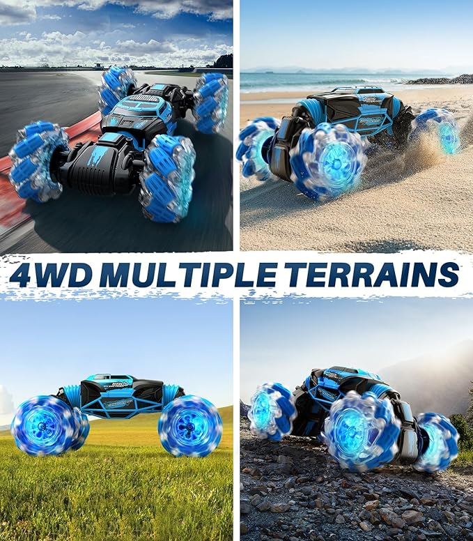 RC Cars for Boys Girls, 4WD Gesture Sensing Remote Control Car Kids Stunt Truck Toys, 2.4GHz Multiple Terrains Hand Controlled Vehicle Double Side Driving Chrismas Birthday Gift