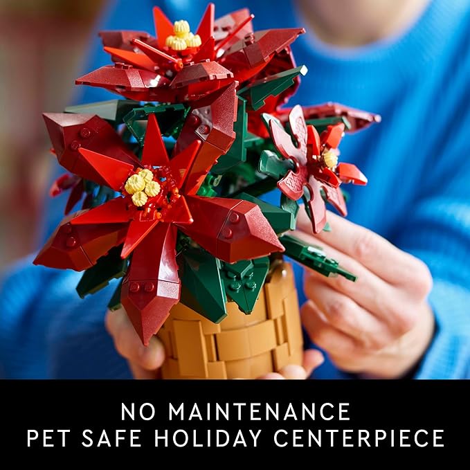 LEGO Icons Poinsettia Building Set - Artificial Flower Decorations & Centerpieces for Table, Adults Ages 18+ - 10370