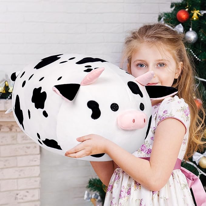 Wepop Cow Stuffed Animal Plush Toys, 20 in Cute Cow Plush Throw Pillows Soft & Cuddly Plushies Dolls Gifts for Boys Girls