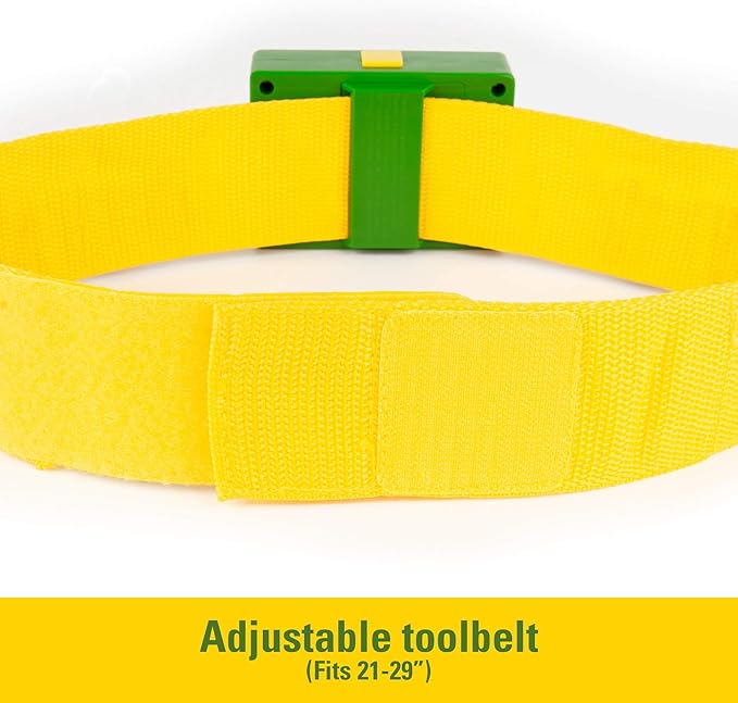 TOMY John Deere Deluxe Talking Toolbelt - 7-Piece Tool Set - Interactive Building Toys - Preschool Toys Ages 2 Years and Up - 7 Count