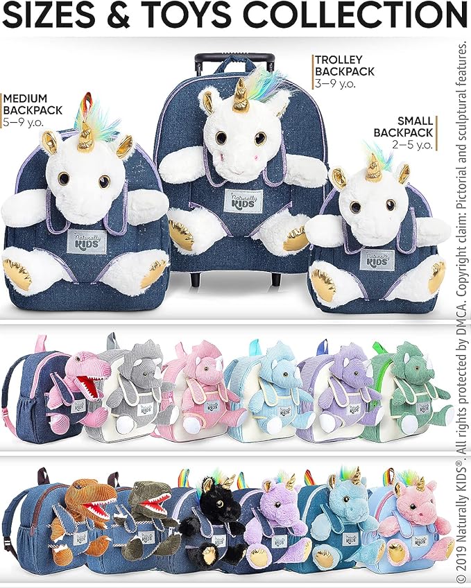 Toddler Luggage for Girls w Unicorn Toys, Kids Rolling Backpack for Girls, Toddler Suitcase, Gifts for 3 4 5 6 Year Old