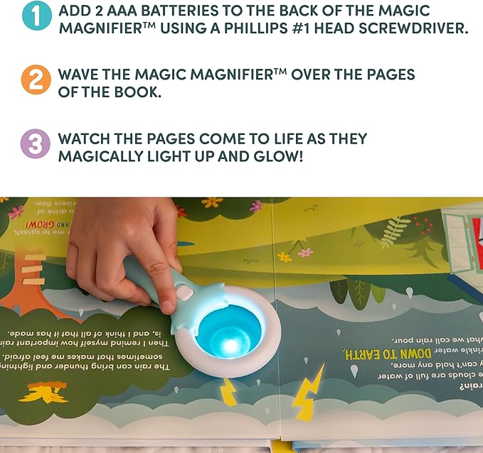Glo Pals Blair Bath & Bedtime Bundle - Light Up Bath Toy with 1 Interactive Book, 2 Light Cubes & 1 Magic Magnifier - Toddler Bath Toys Set with Storybook Character - Educational Kids Bath Time Fun