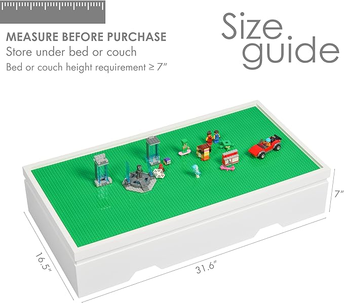UTEX 3 in 1 Construction Play Table Compatible with Lego, Rolling Kids Activity Train Table with Storage and Wheels, Reversible Top Store Under Beds or Sofas