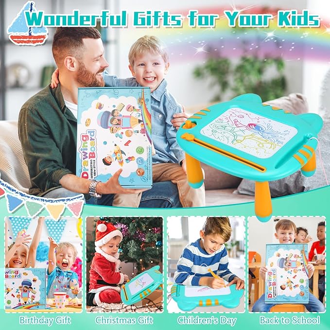 Magnetic Drawing Board for Toddlers 1-3, Toddler Toys 2-3, Magna Mess Free Doodle Board Pad Learning Toy, Etch A Colorful Sketch Educational Toys for 1 2 3 Year Old Boys Girls Christmas Birthday Gift