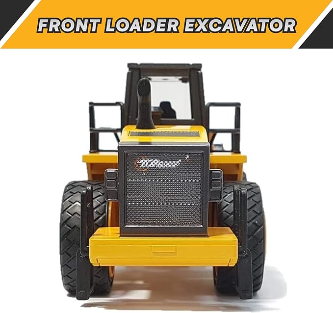 Top Race Diecast Heavy Metal Construction Toys Front Loader Excavator Toy for Kids - 1:40 Scale Model with Realistic Design - Durable Metal Build for Sand, Park, or Indoor Play