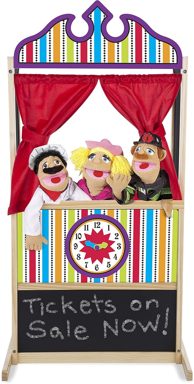 Melissa & Doug Deluxe Puppet Theater - Sturdy Wooden Construction - Puppet Show Theater For Kids
