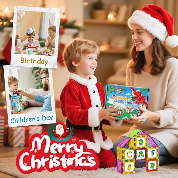 Magnetic Tiles Letters Learning Toys, Animals Alphabet ABC Magnets for Kids 1-3 2-4 3-5, Toddlers Classroom Must Haves Construction Stacking Toys, Teacher Educational Supplies for Preschool Spelling