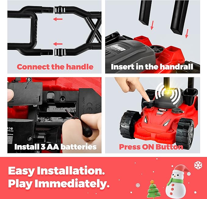 Toy Choi's Kids Lawn Mower Pretend Play Toy for Kids, Outdoor Push Lawn Toy, Preschool Gardening Push Toddler Lawn Mower Kids Toy Tool Set, Developmental Push Toy for Kids 3,4,5,6,7,8 Year Boys Girls