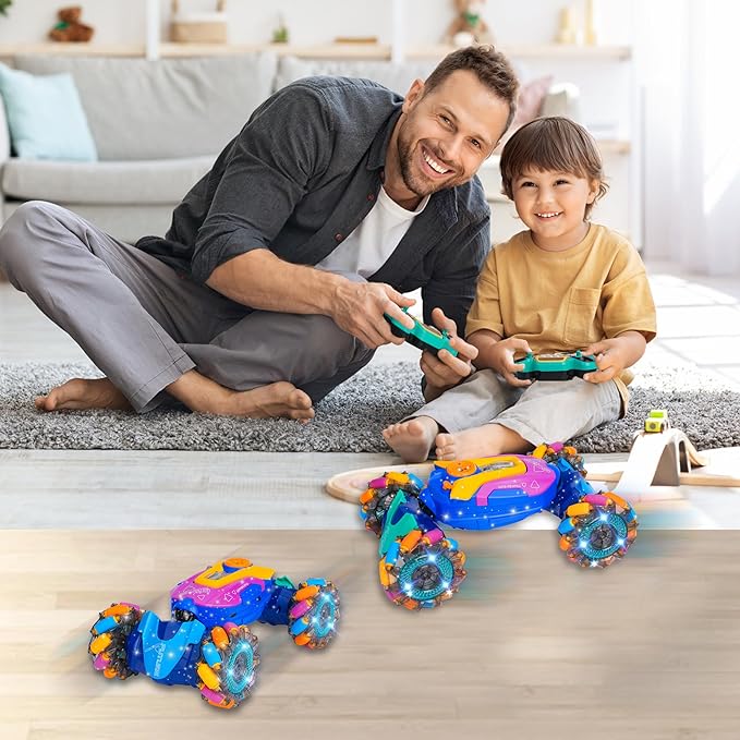 RC Stunt Car Gesture Sensing Stunt, Hand Control RC Cars for Boys Age 4-7-13, Best Birthday Gift for Boys 6-8-12, with Light Music & Spray, 360° Rotation Remote Car, Boy Birthday Gift