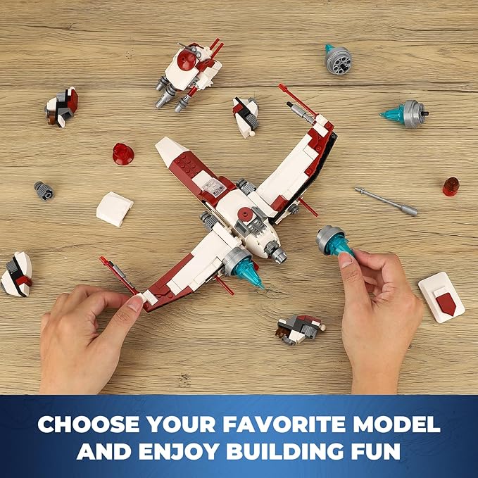 3 in 1 Space Vehicle Building Set - Buildable Space Fighter, Galactic Battle Tank, Anti Vehicle Cannon, Compatible with Lego, Great Birthday Gift Toy for Star Fans Kids Boys Girls Ages 6+