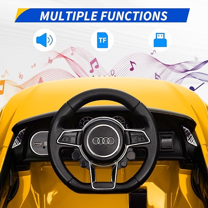 Licensed Audi 12V Kids Ride-On Car | Electric Car with Remote Control for Boys and Girls | 4-Wheel Design, LED Headlights, Music, and Horns