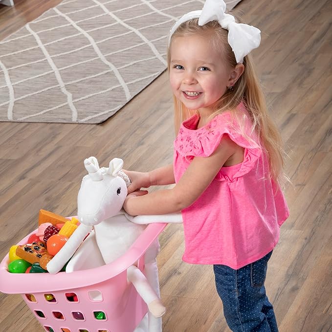 Step2 Little Helper's Shopping Cart for Kids, Play Grocery Cart, Made of Durable Plastic, for Toddlers 2+ Years Old, Pink