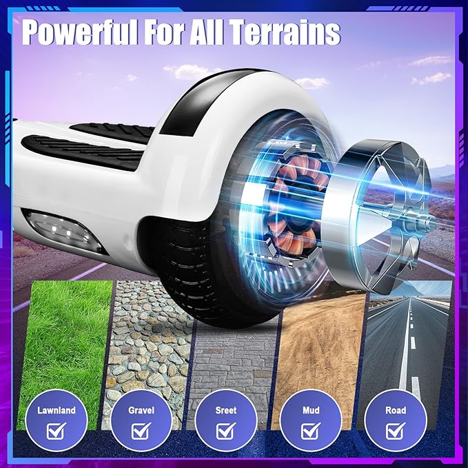 Self Balancing Scooters with Bluetooth & Corlorful LED Lights, Gifts for Kids & Adults & Girls & Boys, for All Ages