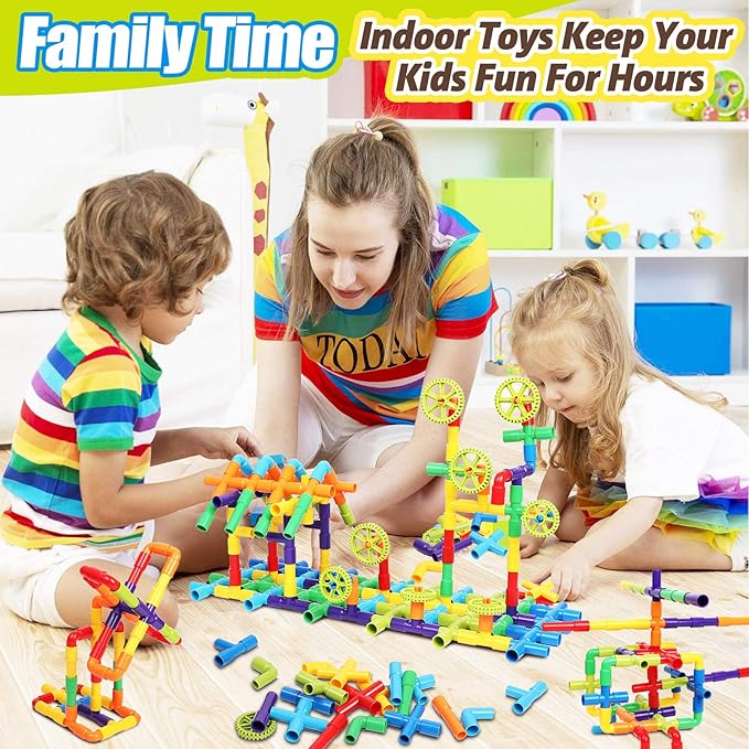EP EXERCISE N PLAY 250PCS Toy Building Set for Kids Ages 3 4 5 | STEM Learning | Durable Plastic Blocks | Interactive Educational Toy for Toddlers Boys Girls