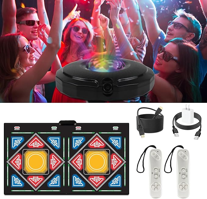 Dance Mat, Electronic Dance Mat for TV with HD Camera, Wireless Double User Dance Mat with Game Controller, Non-Slip Dance Pad for Kids Adults, Christmas Birthday Gifts for Girls Boys