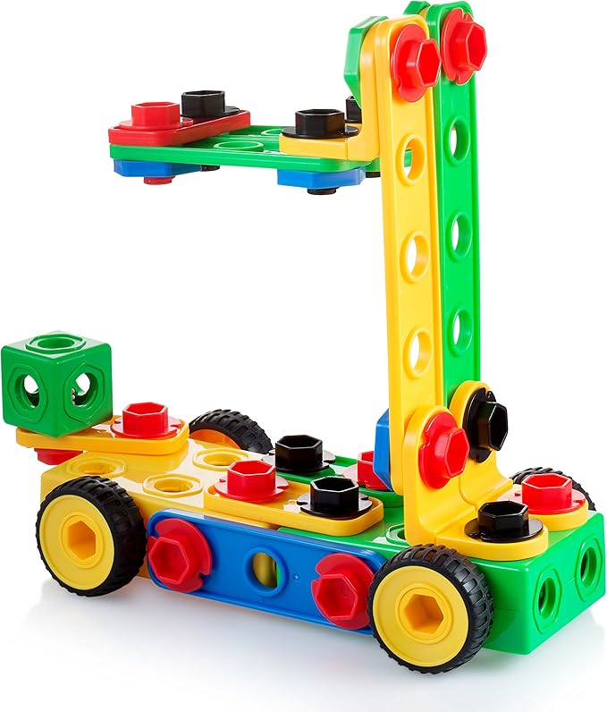 Play22 100Pc Building Blocks for Toddlers Stem Toys - Building Take Apart Toys for Boys and Girls Ages 3 4 5 6 7 8 9 10 - Educational Toys Set with Nice Storage Box