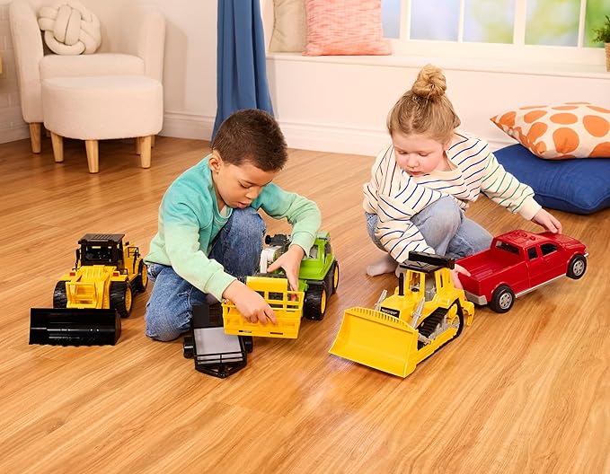 Driven by Battat – 18" Front End Loader Toy Trucks – Big Wheel Loader for Indoor&Outdoor Play – Construction Sandbox Toys – Realistic Engine Sound & Multiple Moving Parts – Gift for Kids Ages 3+