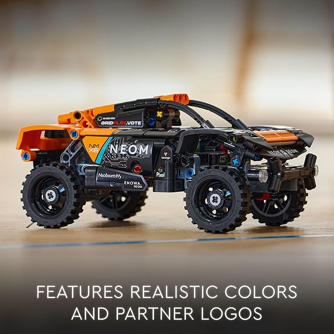 LEGO Technic NEOM McLaren Extreme E Race Car, Off-Road Pull Back Car Toy for Action Vehicle Role Play, Cool Toy for 7 Year Olds, McLaren Car Toy Gift Idea for Boys, Girls and Kids, 42166