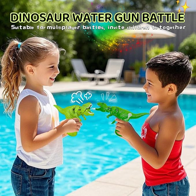 3 Pack Dinosaur Water Gun,Water Guns for Kids Ages 4-8 Dinosaur Mouths Can Open and Close When Spraying Water, Suitable for Swimming Pools/Beaches/Courtyards/Party Games
