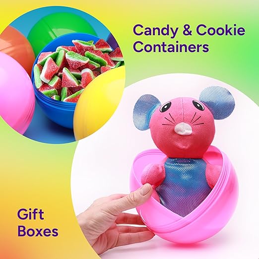 Big Claw Machine Capsules Orange Plastic Sphere Party Favor Containers Round 5 pcs 6.3 inch Jumbo Plastic Christmas Ornaments Extra Large Candy Gift Box Empty Craft Party Supplies Vending Capsules