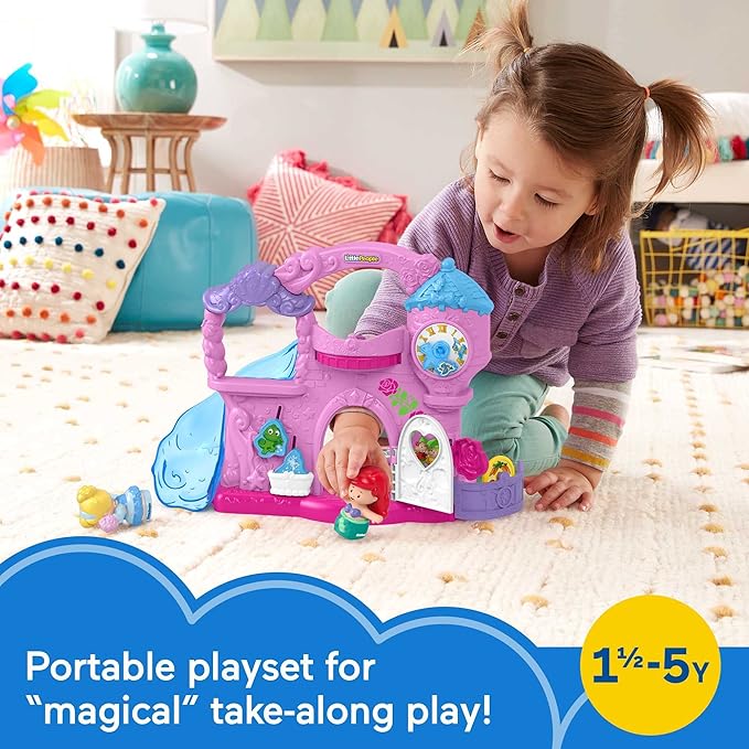 Fisher-Price Little People Toddler Toy Disney Princess Play & Go Castle Portable Playset for Pretend Play Kids Ages 18+ Months