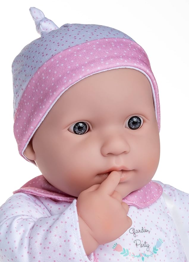 JC Toys La Baby Caucasian 20-inch Small Soft Body Baby Doll La Baby | Washable |Removable White and Pink Outfit w/Hat, Pacifier & Magic Bottle | for Children 12 Months +