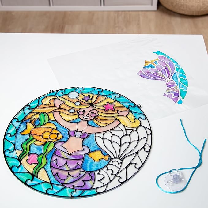 Melissa & Doug Stained Glass Made Easy Activity Kit: Mermaids - 140+ Stickers