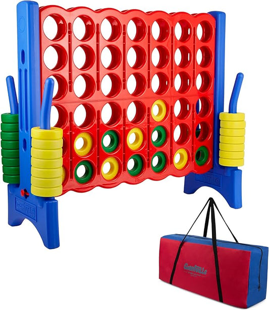 Giantville Giant 4 in a Row Connect Game + Storage Carry Bag - 4" Wide X 3.5" Tall - Oversized Jumbo Sized Entertainment for Outdoor/Indoor Play for Kids & Adults - Durable Waterproof - 2024 Version