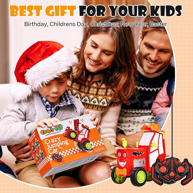 Remote Control Car for Kids 3 4 5 6 7 Year Old,90° Upright Stunt Rc Cars with Light and Music,Rocking Tumbling Electric Train Toy for Boys Girls Son Children's Day Gifts (Red)