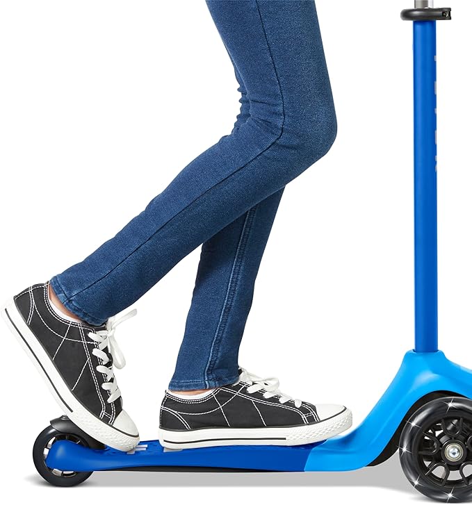 Kids Scooter, 3 Wheel Scooter, Flyer Glider Pro with Light Up Wheels, Blue, Radio Flyer Ride On Toys for Kids 5-12 Years Old, for Outdoor Riding