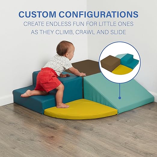 SoftScape Toddler Playtime Corner Climber, Indoor Active Play Structure for Toddlers and Kids, Safe Soft Foam for Crawling and Sliding (4-Piece Set) - Earthtone/Contemporary, 11619-ETCT