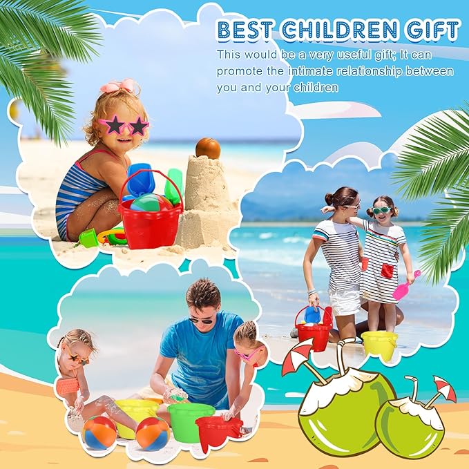 Tanlade 75 Pcs End of Year Students Gift Kids Beach Pool Party Favors Sand Buckets Shovels Neon Sunglasses Inflatable Beach Balls Water Guns Set for Outdoor Summer Swimming Pool Party Game