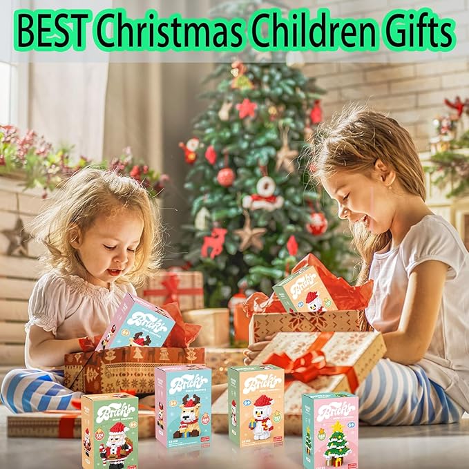 Christmas Building Blocks Santa Claus Compatible for Lego Christmas Micro Blocks Stacking New Toys Holiday Present Box New Year Birthday Gifts for Kids 6-12 Years Old (Santa)
