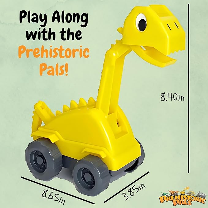 Dinosaur Brontosaurus Construction Truck Toy and Educational Book Gift Set