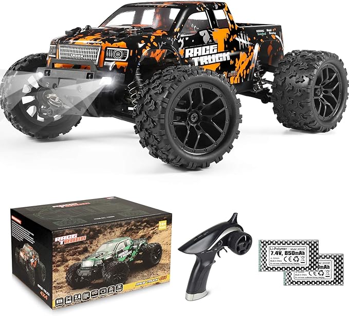 HAIBOXING 1/18 Scale RC Monster Truck 18859, Hobby Grade 4X4 Off-Road Truck Max Speed 36km/h, RC Cars for Adults and Kids Play Simultaneously Without Signal Interference, Two Batties for Each RC Car