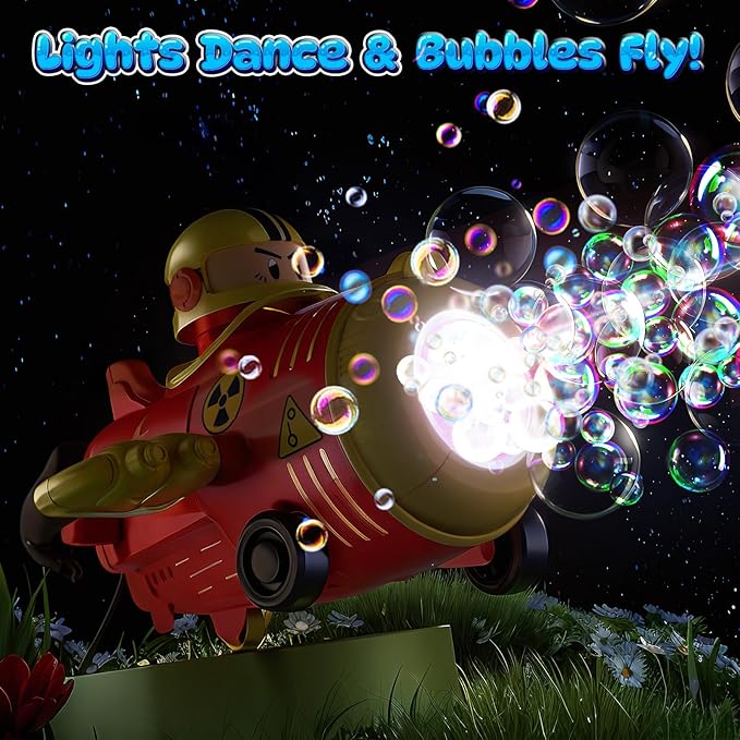 2 Pack Transformable Airplane Bubble Gun for Kids, 3-in-1 Bubble Blower Machines Toys with One-Click Transformation, LED Lights, and Rich Bubble Output, Ideal for Outdoor Play, Parties, Gifts
