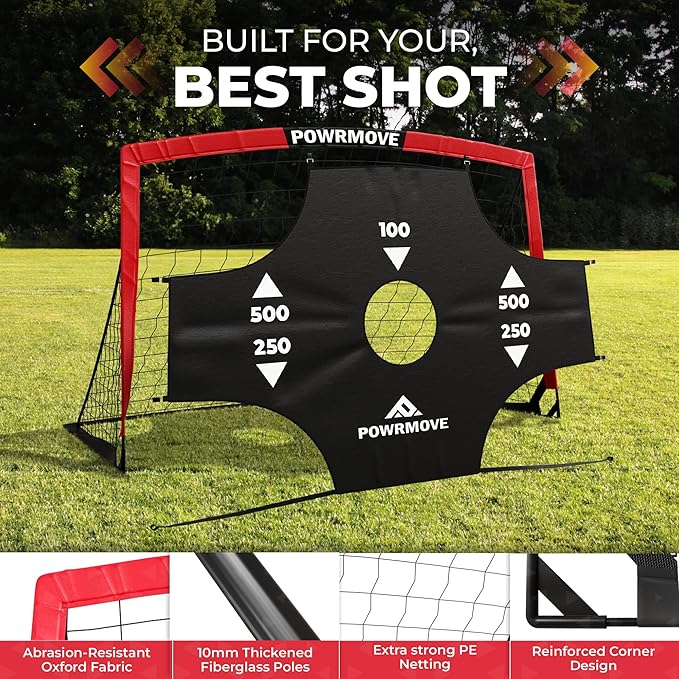 Soccer Goals for Backyard 6FT x 4FT - Portable Soccer Goals Set of 2 with Pump, Cones, Training Ladder, Size 4 Ball and Carry Bag - Soccer Nets, Durable Soccer Equipment for Kids and Adults