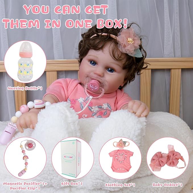 Milidool Realistic Reborn Baby Dolls That Looks Real-Lifelike Soft Body Newborn Baby Dolls, Real Looking 20 Inch American Girl Doll Handmade Real Life Baby Dolls Gift for Kids Age 3+