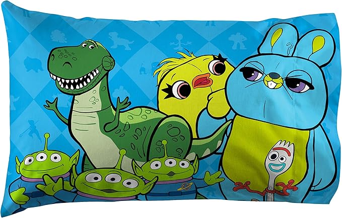 Jay Franco Disney Toy Story Buzz & Woody 4 Piece Twin Bed Set - Includes Reversible Comforter & Sheet Set - Super Soft Fade Resistant Microfiber - (Official Disney Product)