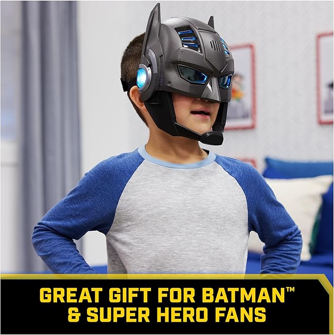 DC Comics, Armor-Up Batman Mask with Visor, 15+ Sounds & Phrases, Lights, Super Hero Costume, Kids Roleplay for Boys and Girls Ages 4 and Up