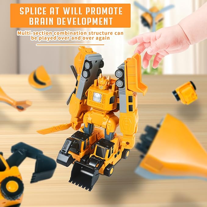 Magnetic Transform Engineering Car Assembled Toys with Storage Box, Transforming Robot Toy Construction Vehicle Toy Gift for Kids Age 3-5 4-8, Outdoor Toddler Activities Toys (35 Pcs)