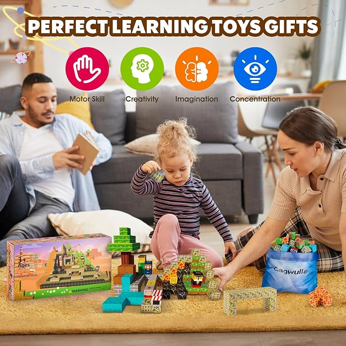120pcs Magnetic Building Blocks Tiles for Kids Ages 4-8-12,Magnetic Building Tiles Blocks Constructions Toys Birthday Gifts for Kids Boys Girls Ages 8-12