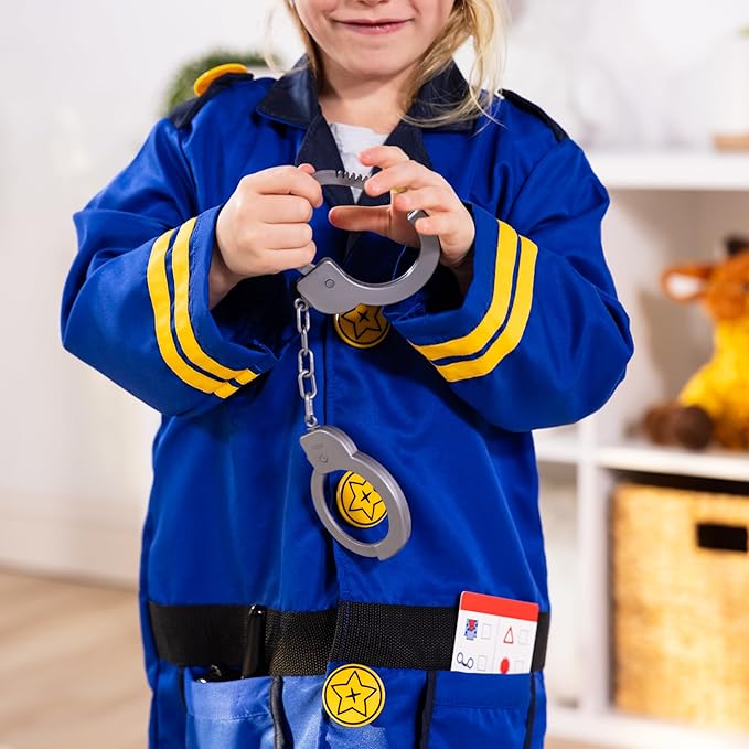 Melissa & Doug unisex-children Police Officer Role Play Costume Dress-Up Set (8 pcs) Frustration-Free Packaging Multicolor, Ages 3-6 Years