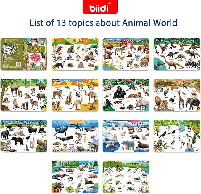 English Interactive Sound Book for Toddler3-5,Talking Activity Book,Educational Learning Toys for Boys Girls, Birthday Gifts for Kid Age 3 4 5 6 Year Old,Sensory Autism Toys,171 Animal,600+Sounds