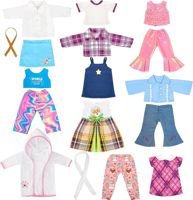 American 18-Inch Doll Clothes, 8 Sets Doll Clothing and Accessories for 18 inch Doll, Baby Doll Dress up Toys for Girls Kids