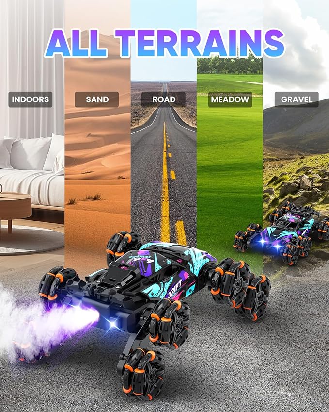 Minetom Gesture Sensing Stunt RC Cars, 8WD Remote Control Climbing Car Toys for Age 6-8, Transform Drift Off Road Vehicle Toy for Kids 9 10 11 12 Years Old Christmas Birthday Gifts for Boys & Girls