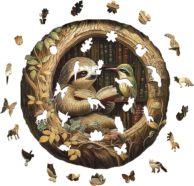 Wooden Puzzles for Adults, Wooden Jigsaw Puzzles for Adults Kids, Zoological Library Unique Shaped Wood Puzzles Adult, Creative Birthday Gifts for Friends Family Game (13.4 * 13.4in 295pcs)
